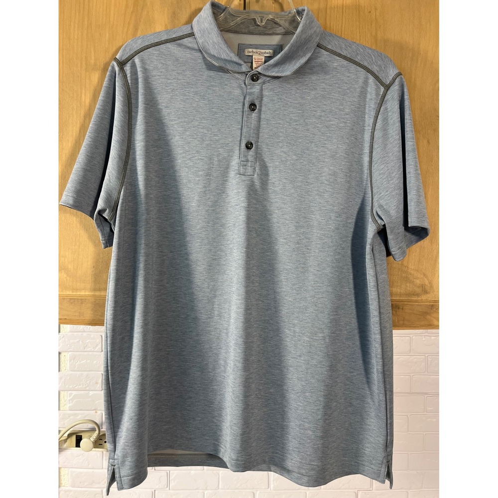 Carbon2Cobalt Polo Shirt Mens XL Blue Short Sleeve Performance Stretch Heathered